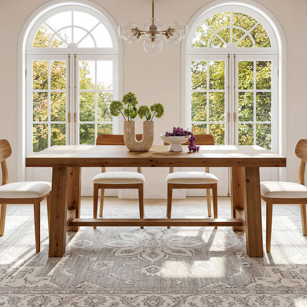 63-Inch Solid Wood Farmhouse Dining Table