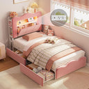 Full Upholstered LED Storage Bed with Charging Station