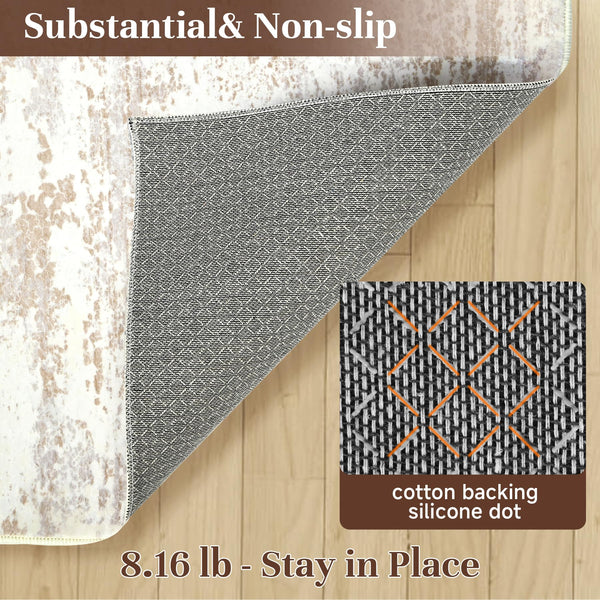Soft Low-Pile Area Rug 5x7 | Tufted Cotton Backing | Multi-Pattern
