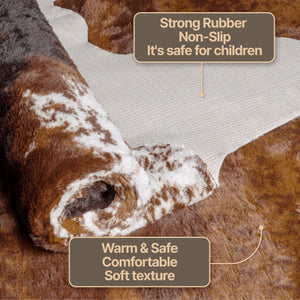 Semicircular Faux Cowhide Rug – Non-Slip Polyester Western Area Rug