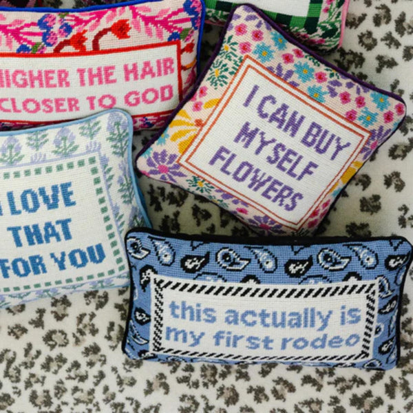 Needlepoint Decorative Throw Pillow – First Rodeo