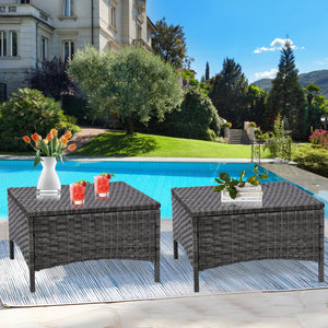 Set of 2 Outdoor Patio Ottomans with Cushions