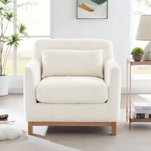 Oversized Accent Armchair with Wood Base