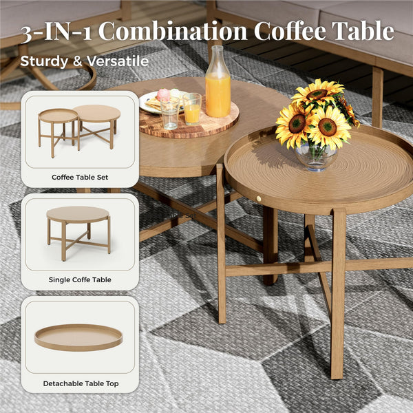 7-Piece Outdoor Patio Conversation Set with Swivel Chairs & Thick Cushions
