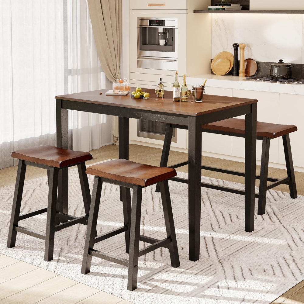 Counter Height Dining Table Set with Bench & Stools