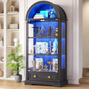 Arched Glass Display Cabinet with LED Sensor Lights