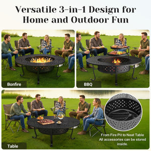 48-Inch Round Outdoor Wood-Burning Fire Pit