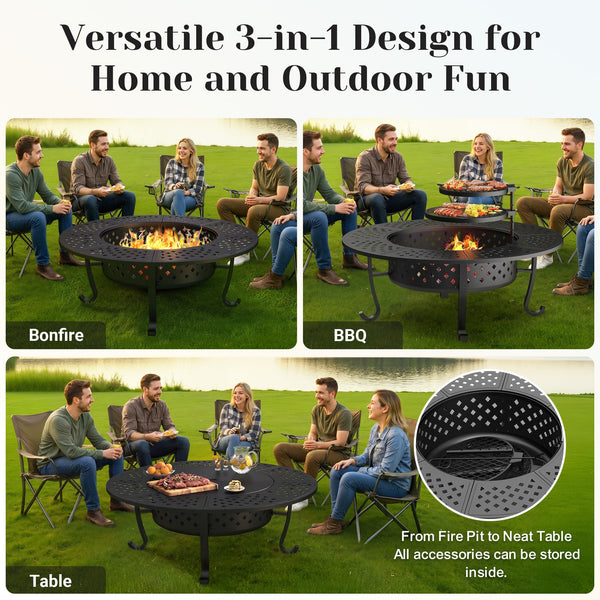 48-Inch Round Outdoor Wood-Burning Fire Pit
