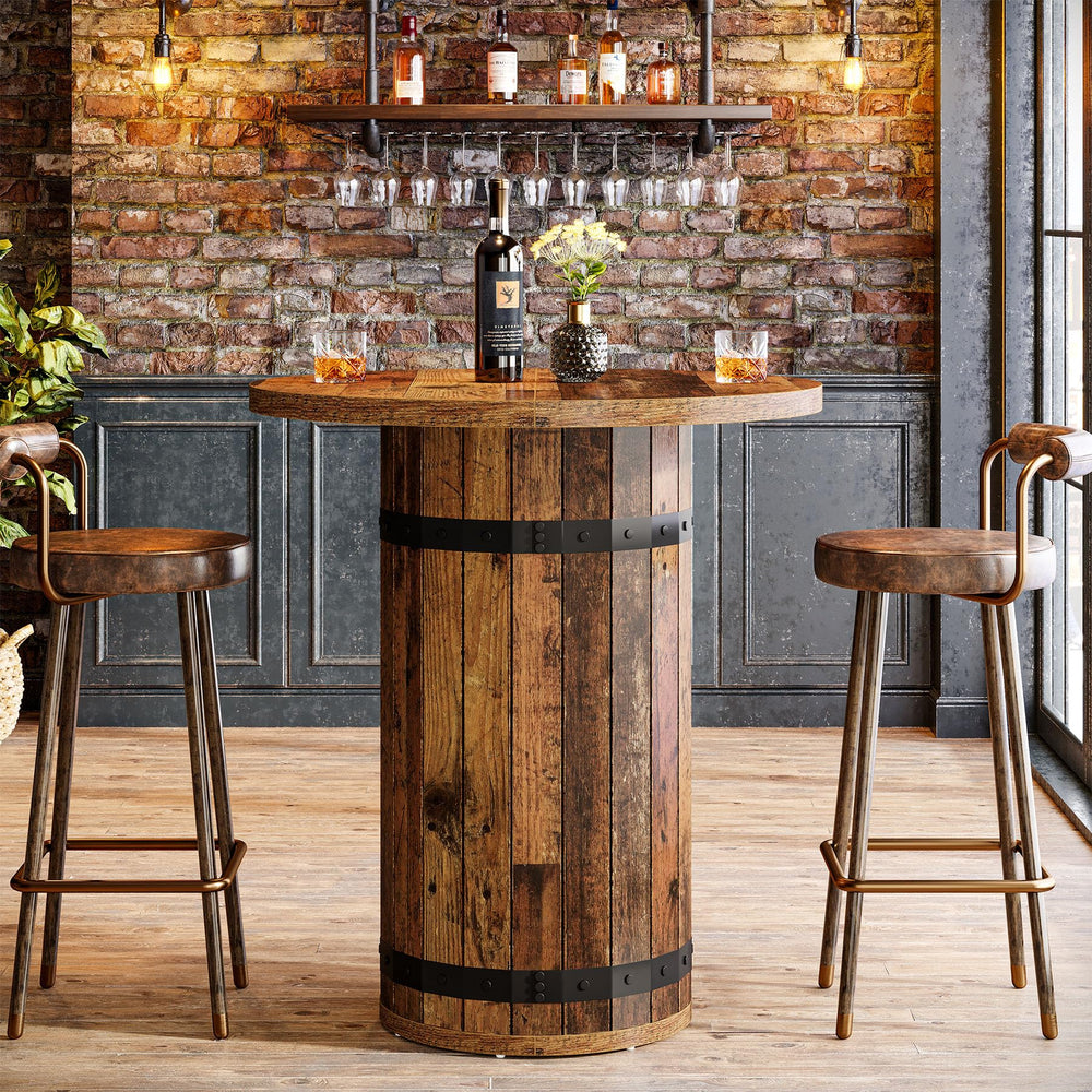 Round Bar Table – 39.4" Bar Height Bistro Pub Table
