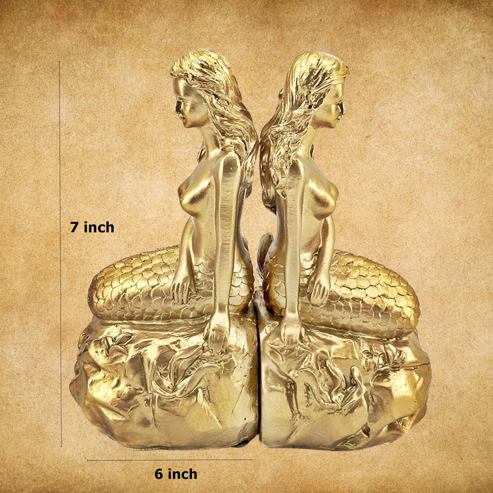 Golden Mermaid Bookends Set of 2