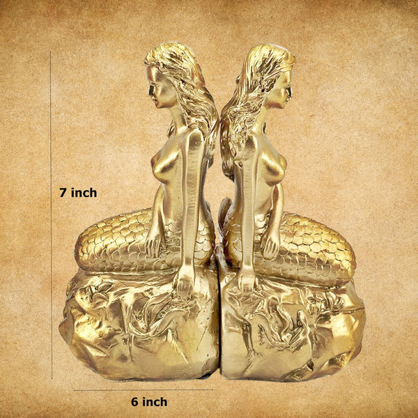 Golden Mermaid Bookends Set of 2