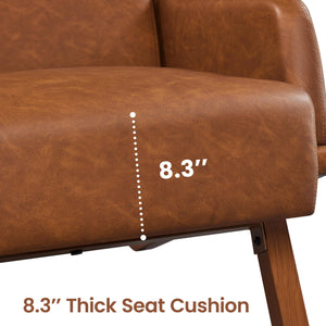 High Back PU Leather Accent Chair – Brown