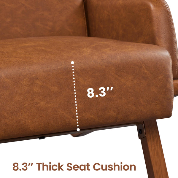 High Back PU Leather Accent Chair – Brown