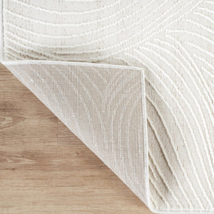 Cream Wave Texture Area Rug – Polypropylene, Rectangular, Multiple Sizes