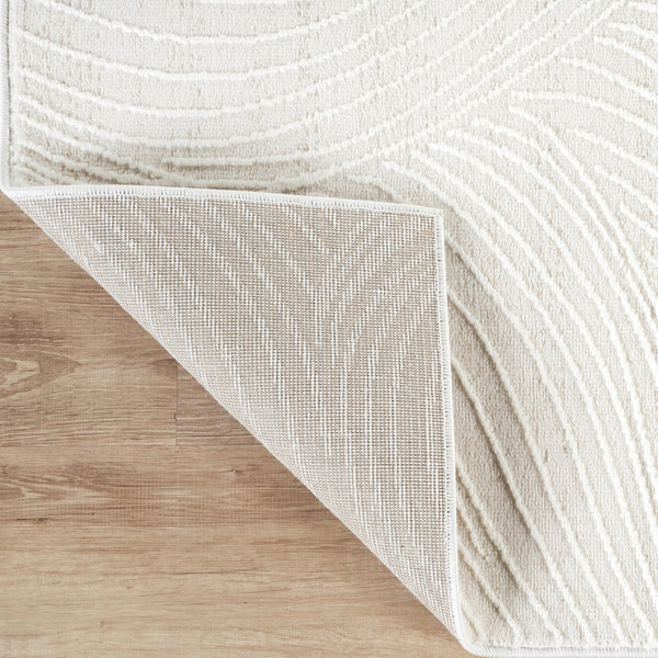 Cream Wave Texture Area Rug – Polypropylene, Rectangular, Multiple Sizes