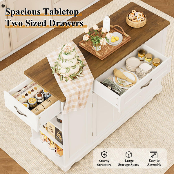 Kitchen Island Cart with Storage on Wheels