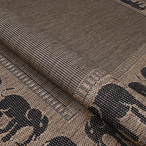 Indoor Outdoor Flatwoven Area Rug 7'6" x 10'9" Cocoa Black