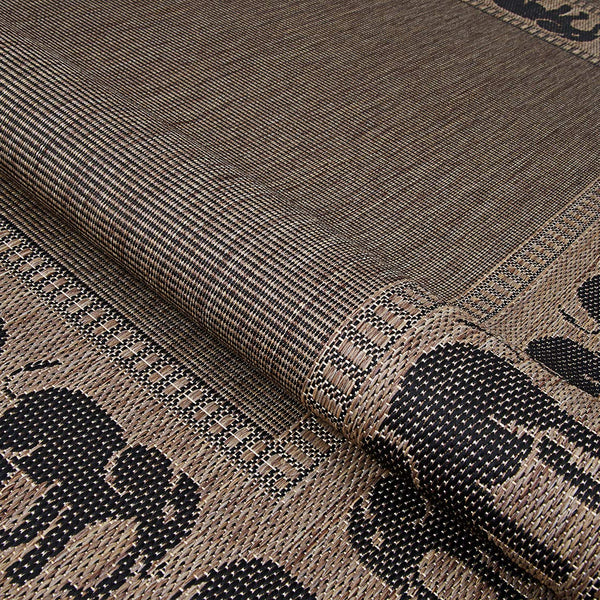 Indoor Outdoor Flatwoven Area Rug 7'6" x 10'9" Cocoa Black