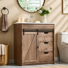 30" Farmhouse Bathroom Vanity with Ceramic Sink