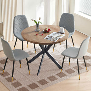 Round Dining Table Set for 4 with Velvet Chairs