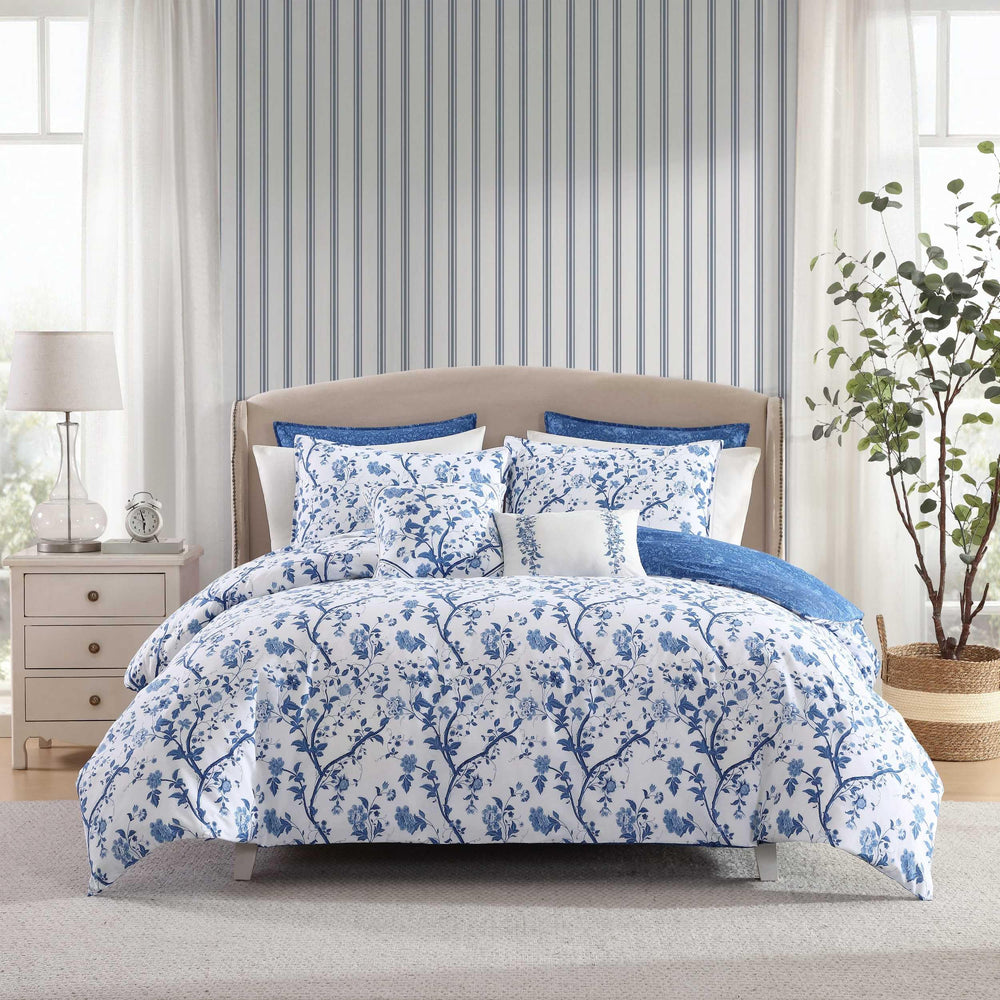 King Comforter Set – Reversible Floral Cotton Bedding with Shams & Pillows