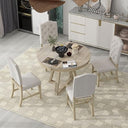 5-Piece Extendable Oval Dining Table Set with 4 Upholstered Chairs