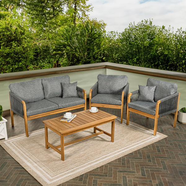 4-Piece Outdoor Patio Conversation Set with Cushions