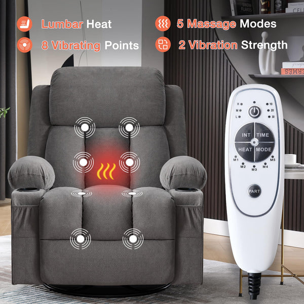 Heated Massage Swivel Rocker Recliner Chair