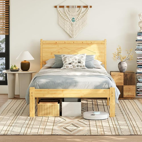 Bamboo Platform Bed Frame with Headboard