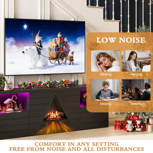 67" Fireplace TV Stand with LED Flame, Open Shelves & Drawers