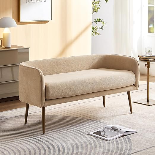 Upholstered Bedroom Bench with Metal Frame