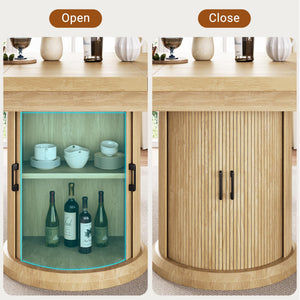 Extendable Round Dining Table with Storage Shelf