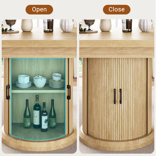 Extendable Round Dining Table with Storage Shelf