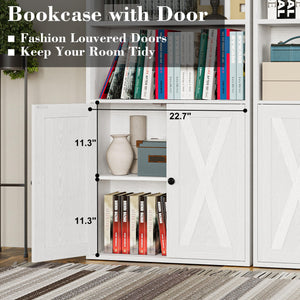 6-Shelf Bookcase with Doors Set of 2 – 70" Tall Industrial Floor Standing Bookshelf