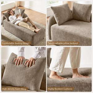Indoor Chaise Lounge Chair with Deep Seat & 2 Pillows