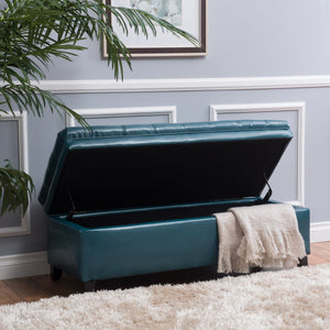 Teal PU Storage Ottoman
