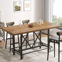 63-Inch Counter Height Bar Table with Metal Footrest