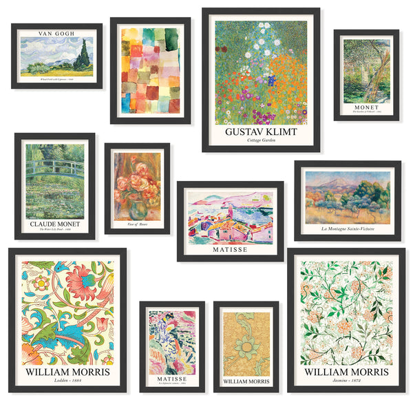 Eclectic Framed Wall Art Set – 12-Piece Colorful Gallery Posters