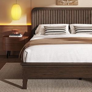 Queen Size Bed Frame with Fluted Headboard