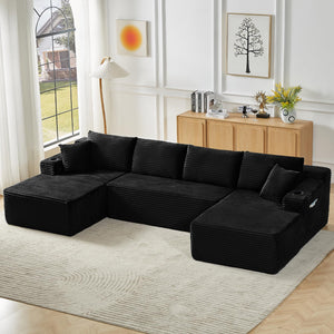 U-Shaped Modular Sectional Sofa with Deep Chaise