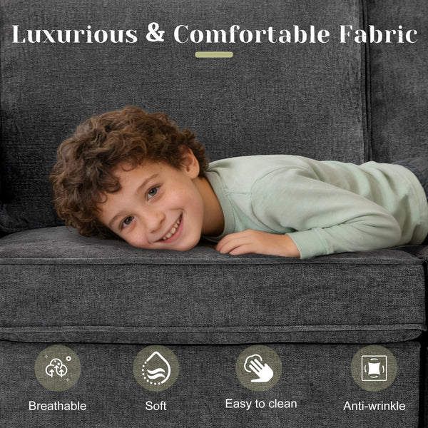 107" U-Shaped Sectional Sleeper Sofa with Pull-Out Bed
