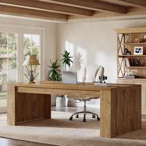 70.86-Inch Large Executive Computer Desk with Double Pedestal Legs