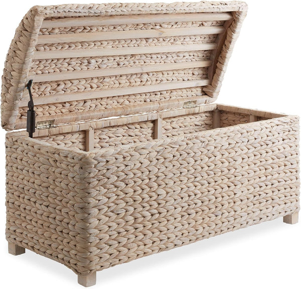 Water Hyacinth Storage Trunk with Curved Lid & Safety Hinge