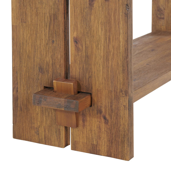 40" Entryway Bench with Storage Shelf – Solid Acacia Wood