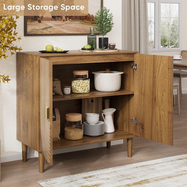 Walnut & Oak Sideboard Cabinet with Adjustable Shelf