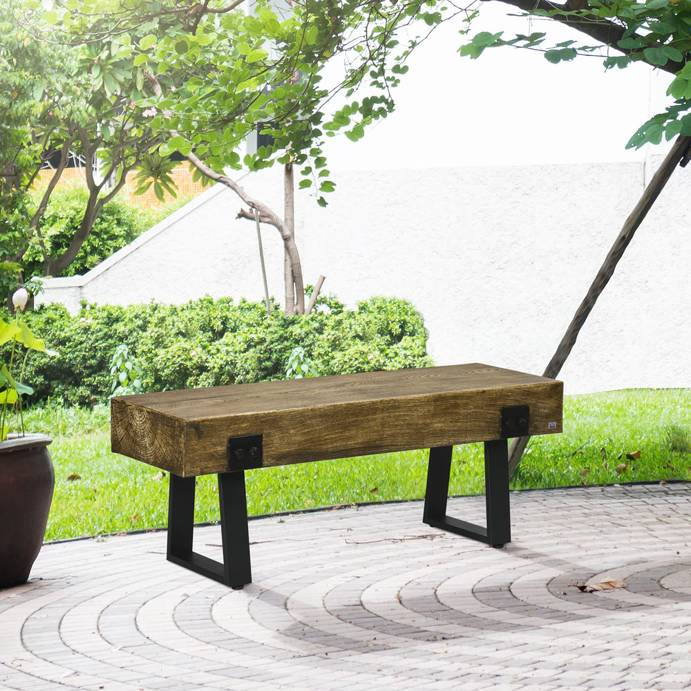 Rustic Concrete Garden Bench with Metal Legs