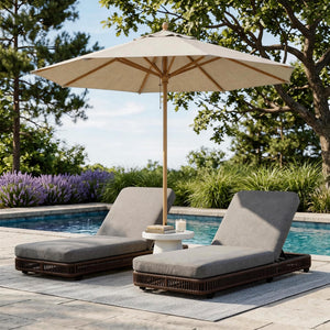 Outdoor Chaise Lounge Set of 2 with Adjustable Backrest
