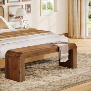 Solid Wood Dining Bench 55-Inch | Indoor Entryway & Bedroom Bench