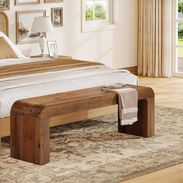 Solid Wood Dining Bench 55-Inch | Indoor Entryway & Bedroom Bench