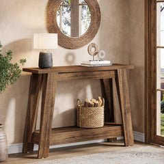 Farmhouse Console Table 2-Tier with Storage Shelf